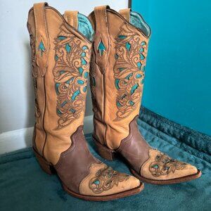 CORRAL C1620 Tan & Turquoise Cowgirl Western Boots